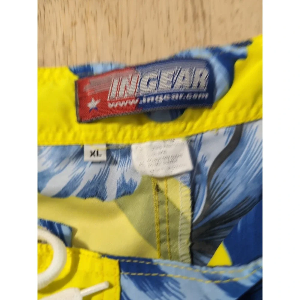 Mens Ingear Swim Yellow Floral  Blue Swim Shorts Trunks New XL Youth Small Men's